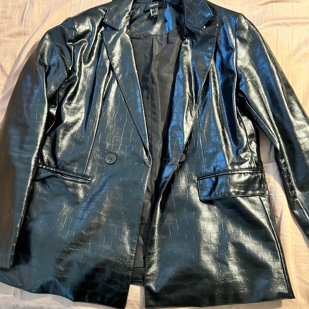 Faux Leather Blazer